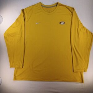 Nike Mizzou Tigers Dri-Fit Long Sleeve Shirt Yellow Men's XL Good